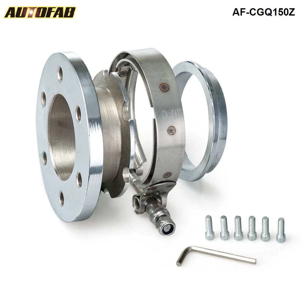 AUTOFAB - 6-Bolt Stainless Zinc Coated Turbo Intercooler Exhaust V-Band Clamps+Flange AF-CGQ150Z