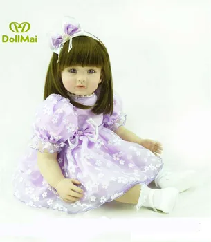 

24inch 60cm reborn babies silicone vinyl brown eyes stylish princess toddler dolls reborn kids lovely realistic bonecas toy