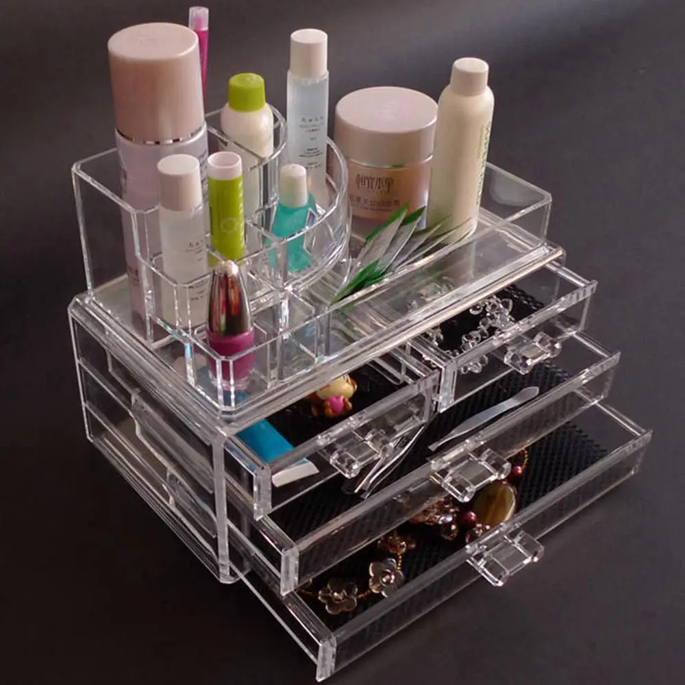 Transparent Drawer Type Plastic Makeup Organizer Cosmetic Jewelry