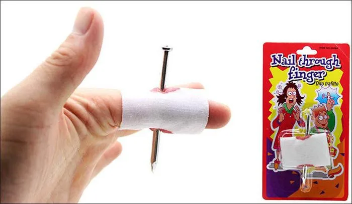 2pcs Convenient New Prank Joke Toy Fake Nail Through ...