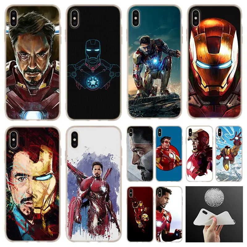

case Tony Stark Marvel Iron Man soft silicone Phone Case cover For iPhone 7 8 Plus XR XS Max 5.8 6.1 6.5 4 5 5S SE 6 6s