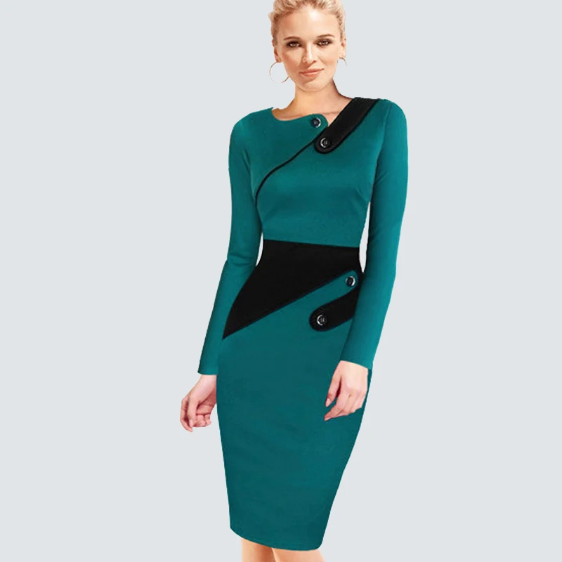 

Plus Size Elegant Wear To Work Women Office Business Dress Casual Tunic Bodycon Sheath Fitted Formal Pencil Dress