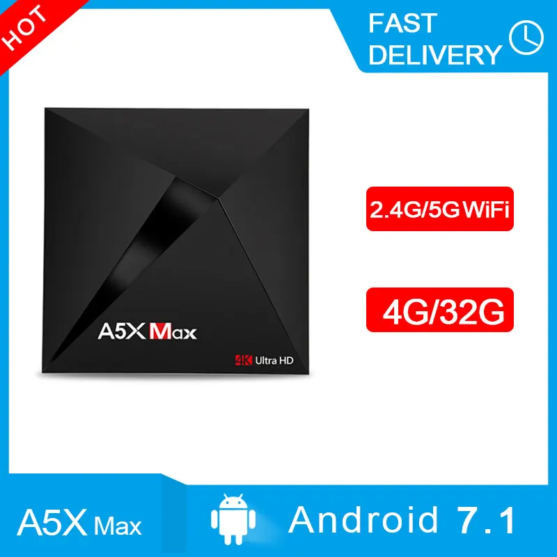 A5X Max 4GB/32GB Smart tv box android 7.1 RK3328 WiFi UHD 4K BT4.0 Plus Media player Set top PK X96MINI | Электроника
