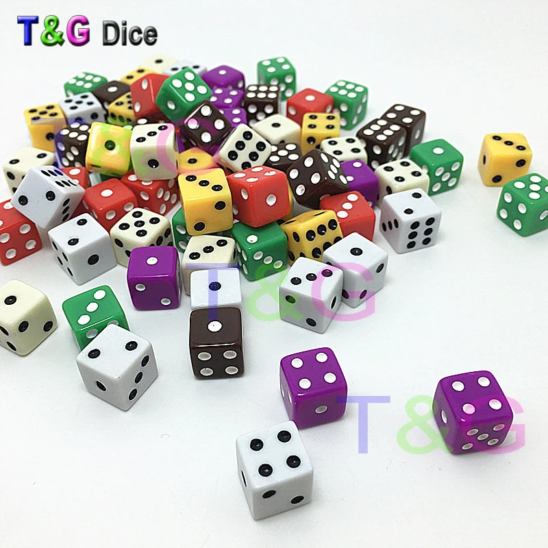 Высокое качество мини-кубики набор 10 шт. D6 стандартный пластик 12 мм игра белые игральные кости штампы игрушки outdoorlive, 7 цветов для настольной игры