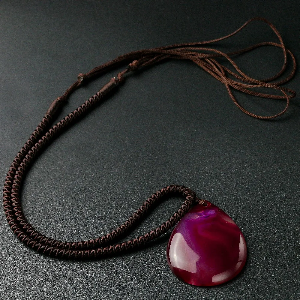 Натуральный розовый оникс висячий кулон синий оникс ожерелье с камнем-амулетом женские ювелирные изделия для любовника адиустебль веревка