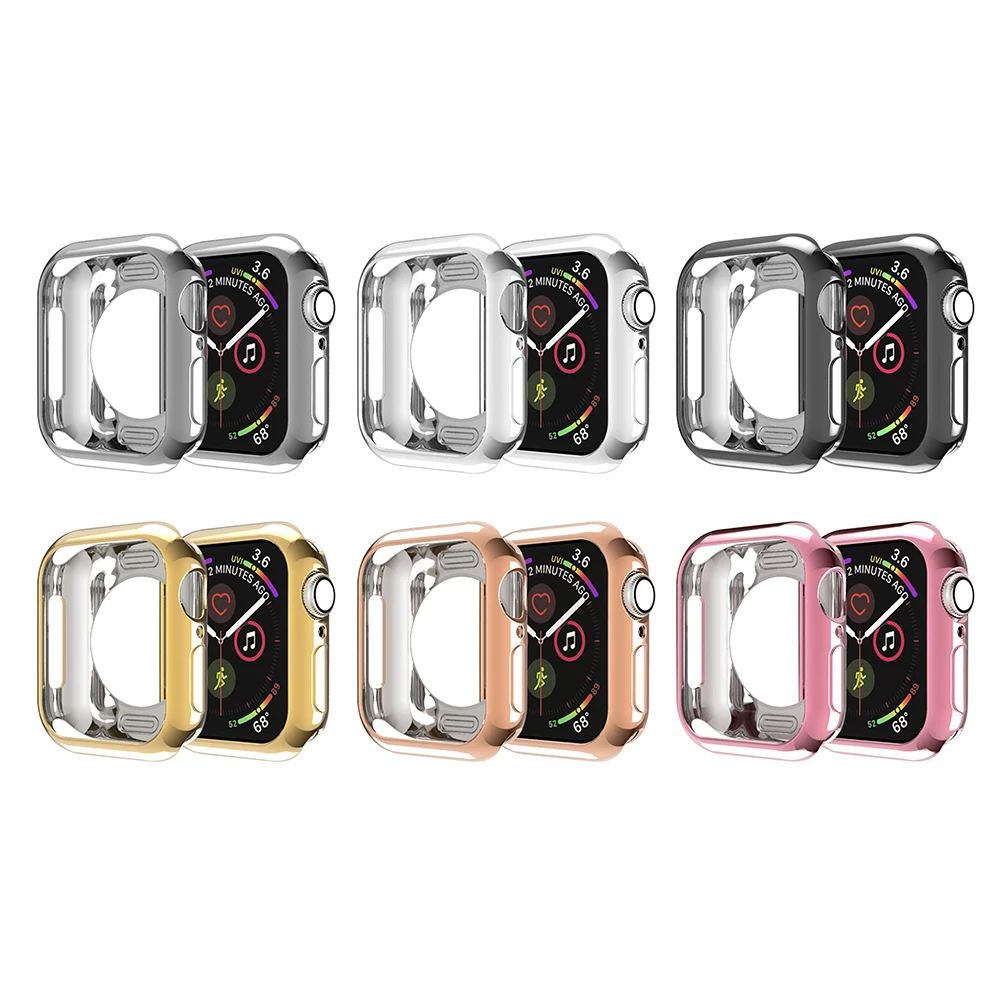 

Plating TPU Soft Silicone Case for Apple For iwatch Serie 4 all-around Cover 44mm/40mm shell for Apple watch 4 40mm fundas coque