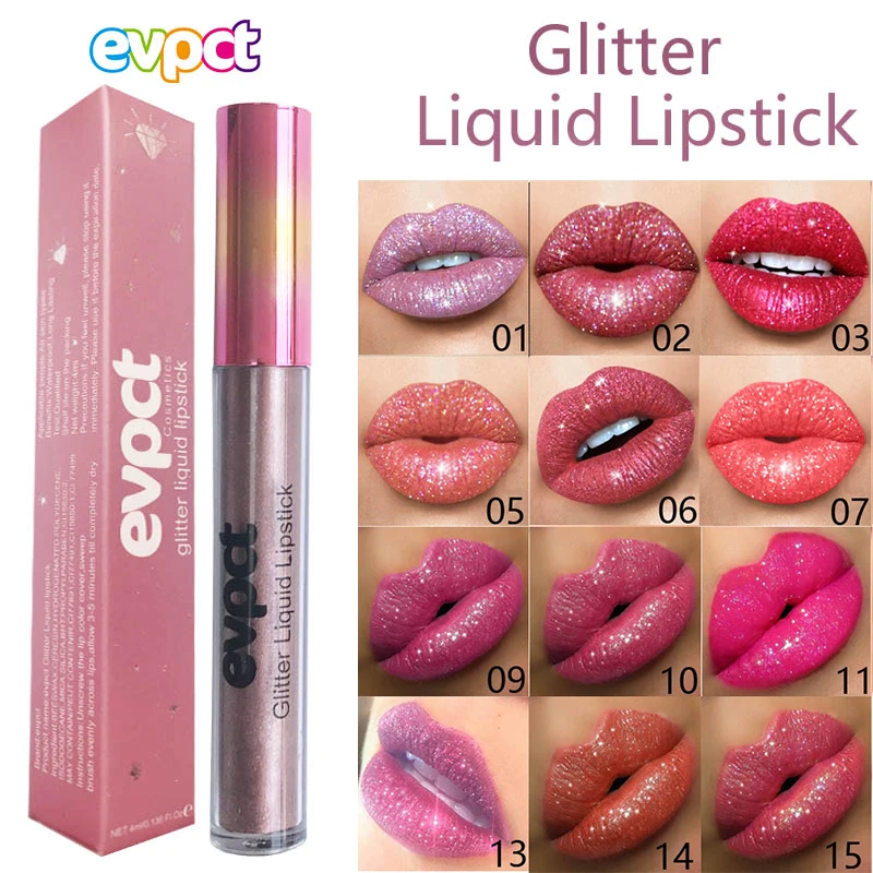 

2019 New Diamond Glitter Liquid Lipstick Makeup Shimmer Lip Gloss Waterproof Long Lasting Nude lipgloss Soft Women Cosmetics