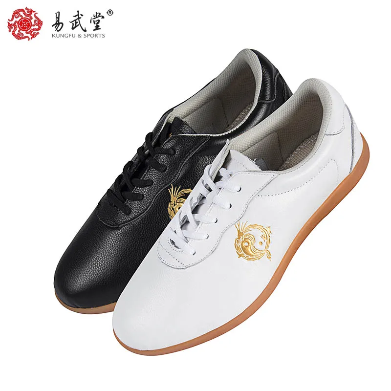 Yiwutang Soft Leather Tai Chi Shoes Wushu Martial Arts Kung Fu Footwear for Men Women Traditional Chinese Taiji Training Shoes