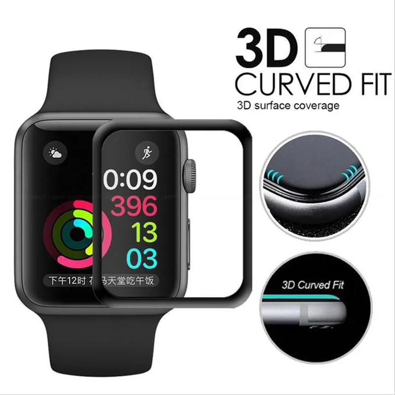 3D Curved Full Coverage Tempered Glass Protective Film iwatch Apple Watch Series 1 2 3 38mm