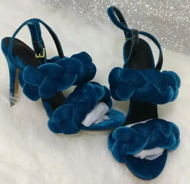 Carpaton 2017 New Fashion High Heels Sandals font b Women b font Sexy Velvet Open Toe