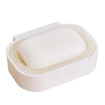 

Seamless Wall-mounted Drain Soap Dish Strong Sucker Soapbox Soap Draining Holder Soap Dish White Home Bathroom Box