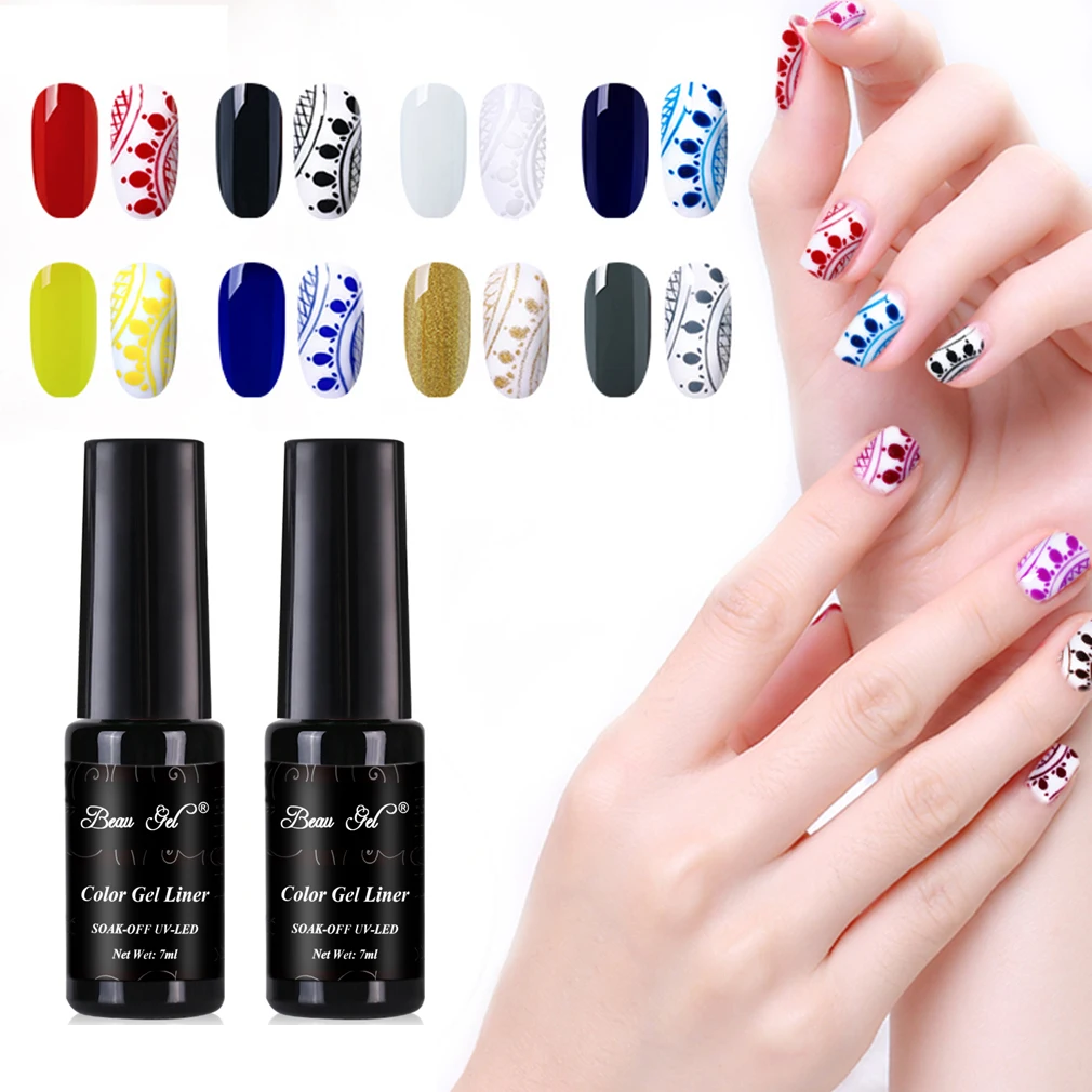

Beau Gel 7ml Nail Art Painting Line Gel Varnish Soak Off UV LED Gel Polish Semi Permanent Manicure Gel Liner Nail Polish Lacquer
