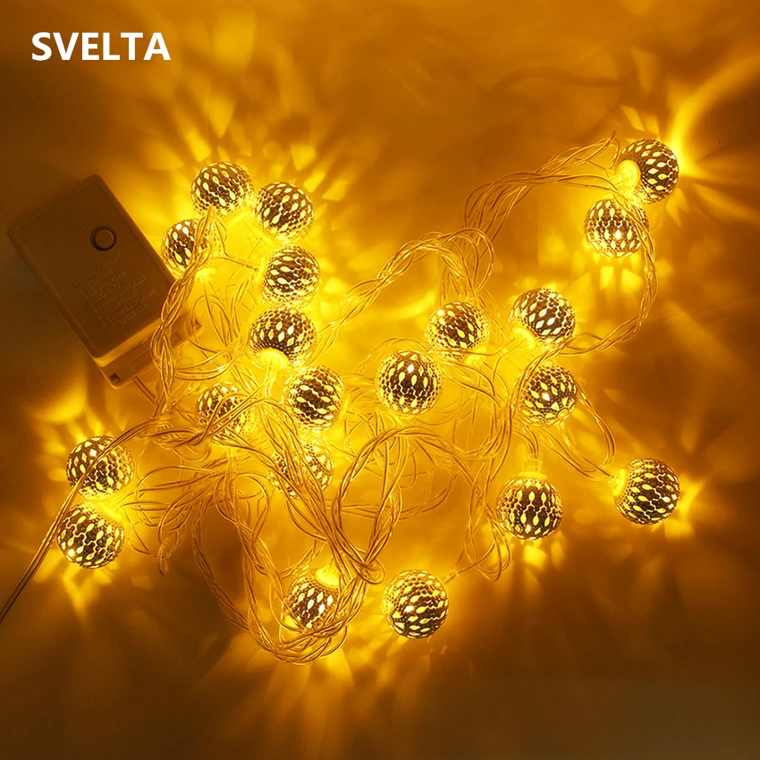 

SVELTA 10M 80 LED Garland Battery Powered Moroccan Ball String Light Christmas Light Halloween Holiday Wedding Party Decoration