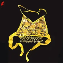 Дети танцуют топ блестки золотые монеты топ девушки танцуют одежда топ / тройники