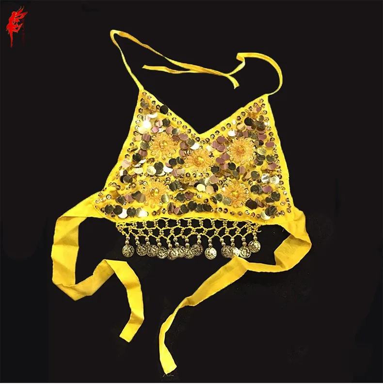 

Kids dance top sequins gold coins top girls dance clothes top/tees