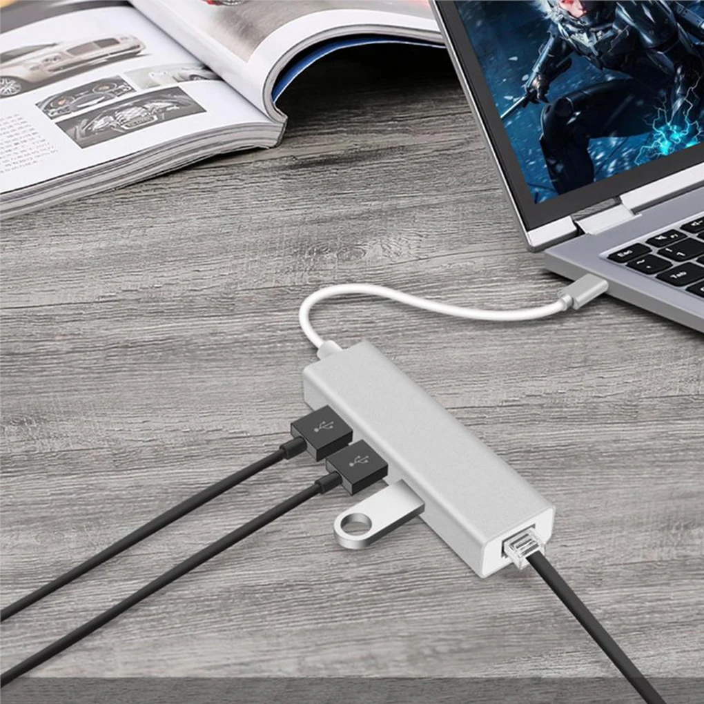 3 порта type-c к RJ45+ USB 3,0 сетевой адаптер Ethernet гигабитный концентратор 1000 Мбит/с домашний офис USB конвертер