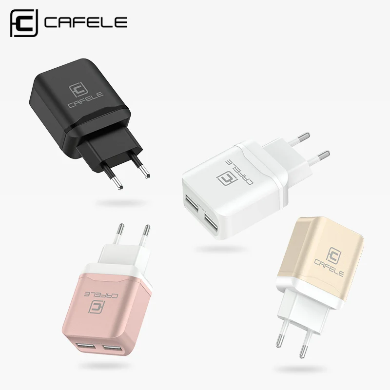 CAFELE USB Charger EU US Plug Adapter Travel Charging Charger USB 2.4A Dual Output Universal Charger Smart Phone Charger