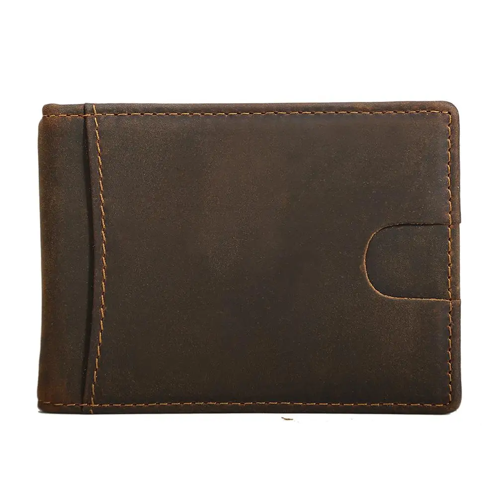 

Tiding Genuine Leather Men’s Money Clip ID Card Holder Slim Wallet Vintage Credit Card Coin Purse Dark Brown Blocking Brown 4216