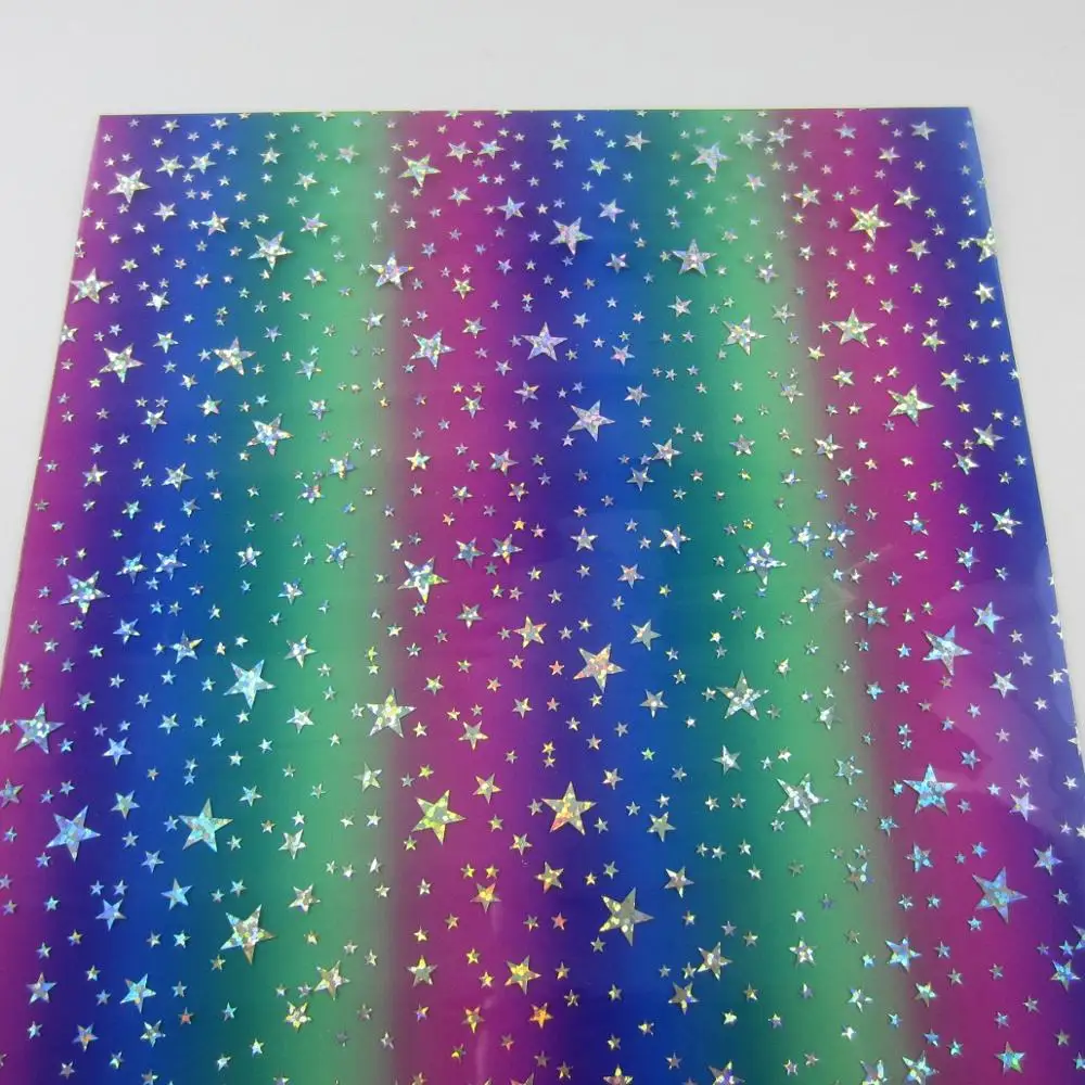 

A4 Sheet 8"X 11.8" rainbow stars TPU PVC transparent PVC clear PVC for bows DIY project 1piece F0005