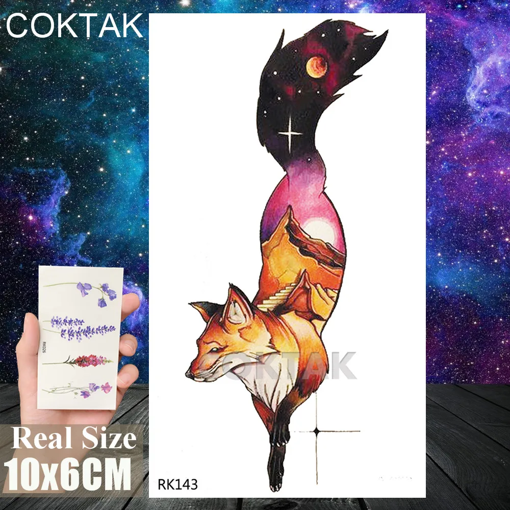 Минималистичные Красочные Временные татуировки с лисой планет наклейка