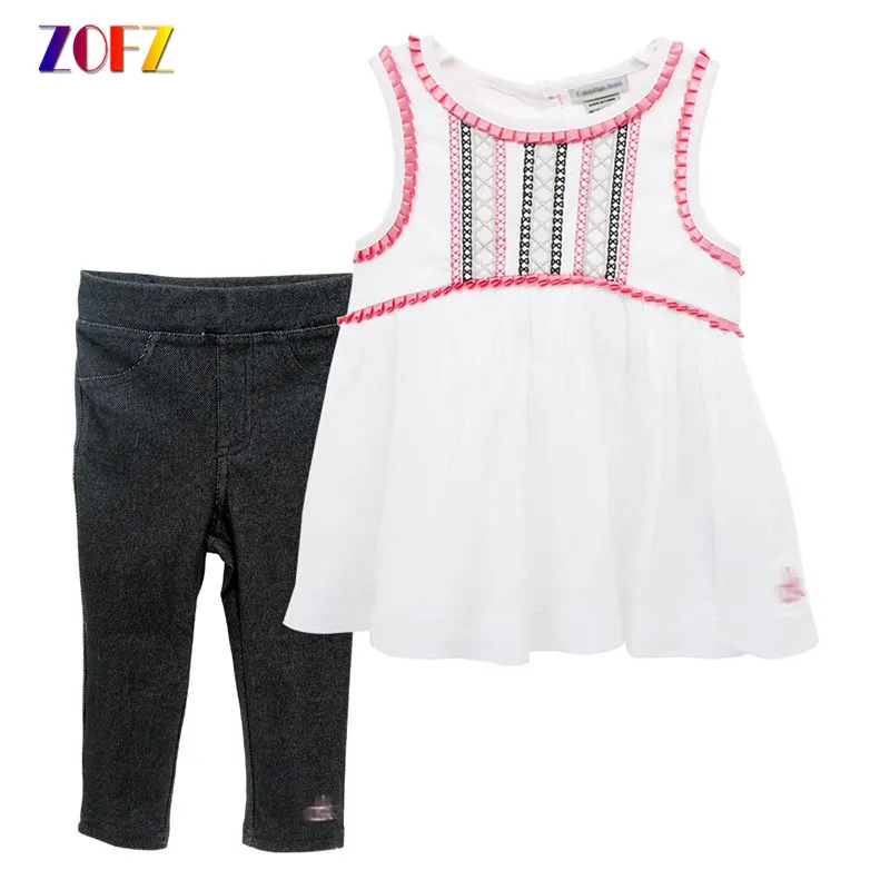 

ZOFZ Children Clothing Set Girls Sleeveless Top and Trousers Suit 2 Pcs Set of Baby Girls Daily Dress Summer Cotton Clothes Sets