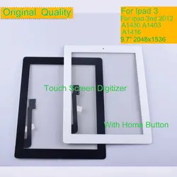 50 шт./лот DHL оригинальный для Apple iPad 3 3nd 2012 Сенсорный экран планшета Сенсор Панель сенсорный экран фронтальное стекло с Homebutton