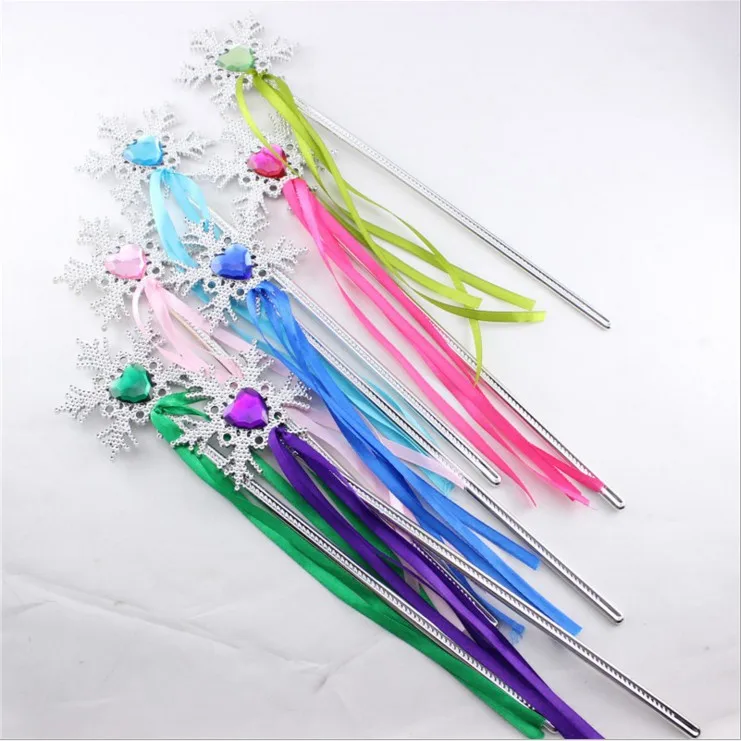 

Snowflake ribbon wands fairy wand girl Christmas party gem sticks magic wands plastic magic wand