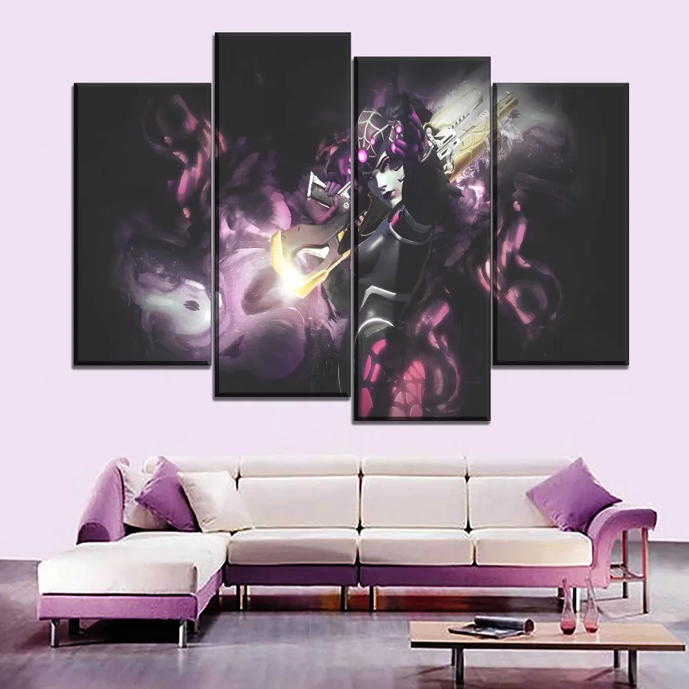 

One Set Modular Picture 4 Piece Sniper Widowmaker Overwatch Painting Home Decor Wall Artwork Modern Canvas Print Game Poster