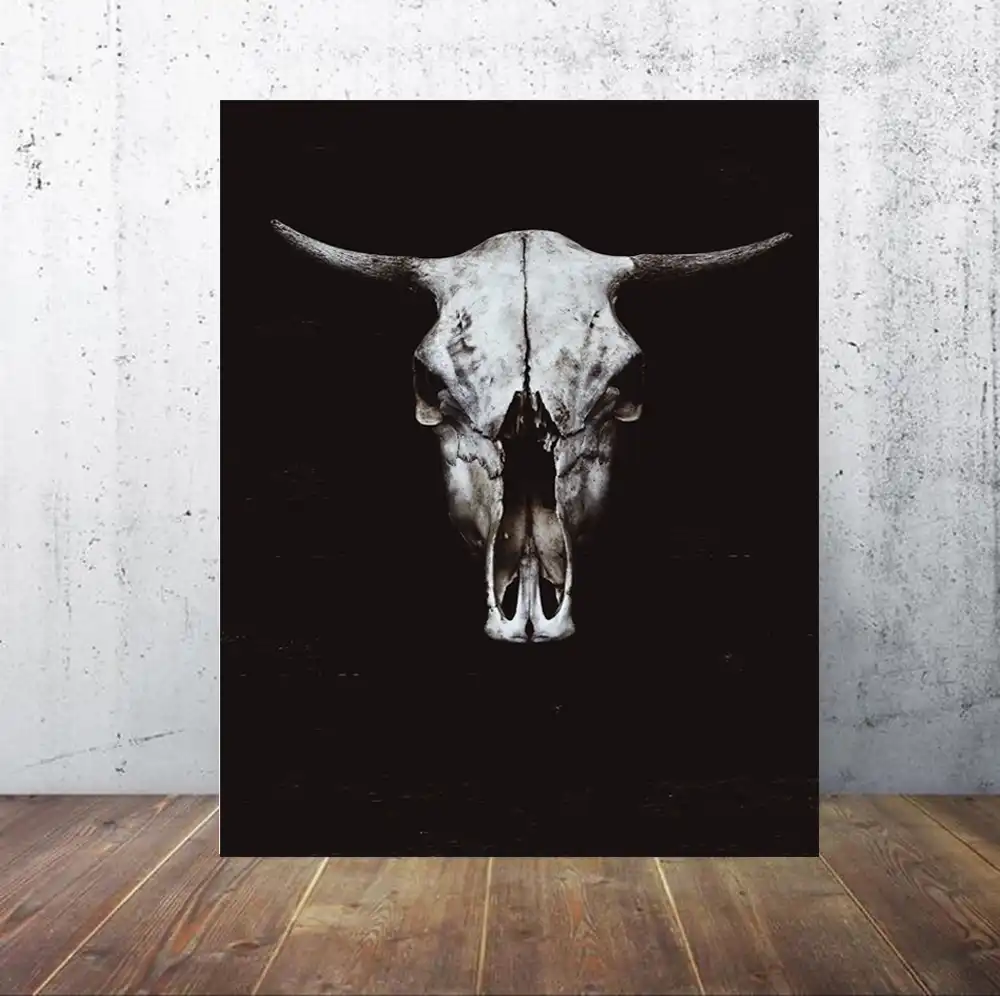 Nordic Canvas Painting Black White Cow Skull Animal Face Print Picture Animal Wall Art Poster Living Room Bedroom Home Decor