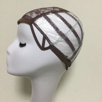 Brown Glueless Lace Wig Cap For Making Wigs With Adjustable Straps Weaving Caps For Women Hair Net & Hairnets Easycap  6017 2