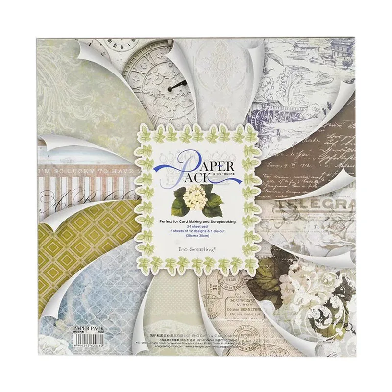 DIY Scrapbooking 12" Die cut Paper 24 Sheets Pads Paper Kit Origami Art