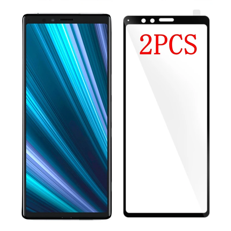Закаленное стекло с полным покрытием для Sony Xperia 1 2 шт. Защитная пленка экрана