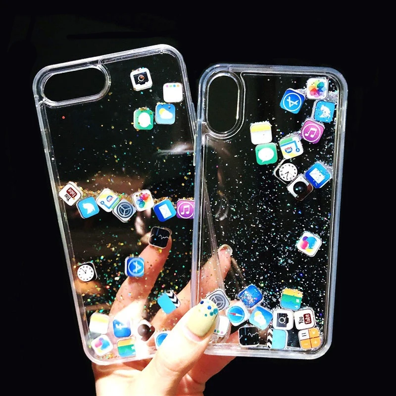KRY Quicksand Phone Case For iPhone 7 8 Plus 6 6s Dynamic Liquid Hard PC X XR XS Max App Capa ipone |