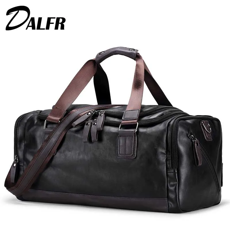 

DALFR PU Leather Shoulder Bags Handbag for Men Fashion Leather Luggage Bag Designer Weekend Bags Weekender Bag Travel