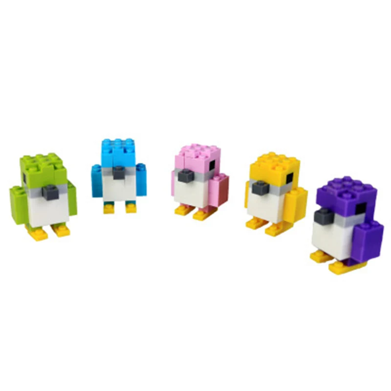 

2019 Creative Green ABS Plastic Spell Plug Large Blocks Children's Educational Toys Penguin Group Blocks Children Birthday Gifts