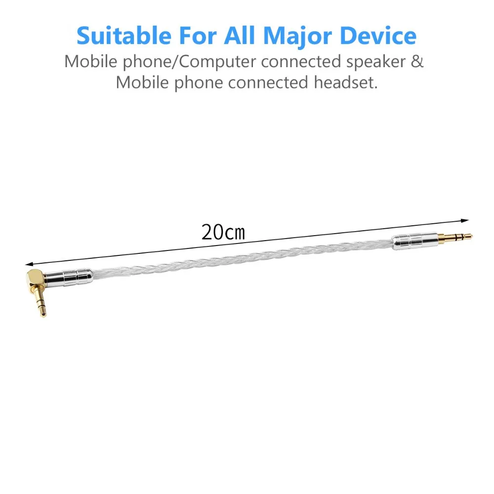 3 5 Jack 90 Degrees Headphone Hifi 3 5mm Balance Plug Audio Connector Headphone Upgrade Wire Silver DIY AUX Extension Cable