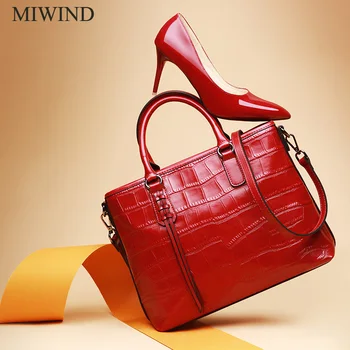 

Free Shipping MIWIND Fashion Handbags Famous Brand Bags High Quality Buckle Handbags Women Genuine Leather Shoulder Bag WU2644