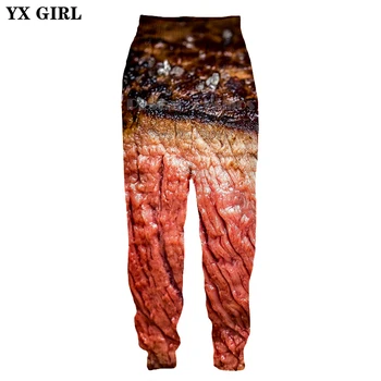 

YX GIRL Drop shipping 2018 New Fashion Mens 3D Pants Food steak Printed Men/Women trousers Street Casual joggers pants CK-17