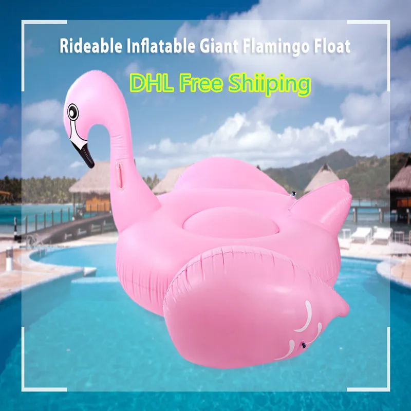 

Summer Lake Rideable Inflatable Flamingo Giant Float Toy Swimming Boat with Pump Baby Swimming Pool Accessories Ring Dount Seat