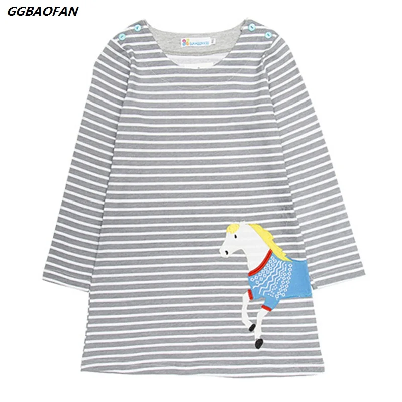

GGBAOFAN Baby girl dress 2017 Animal cartoon printed cotton dress for girls Long-sleeved lovely princess children's clothes 2-6Y