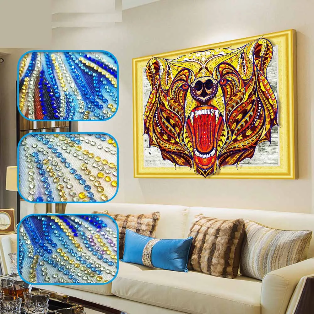 

DIY Tiger diamond painting Tiger head animals dimaond embroidery full drill 5D Tiger diamond painting mosaic full round drill