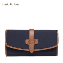 Let it be brand big capacity long clutch wallet women oxford nylon magnetic wallets with leather lining