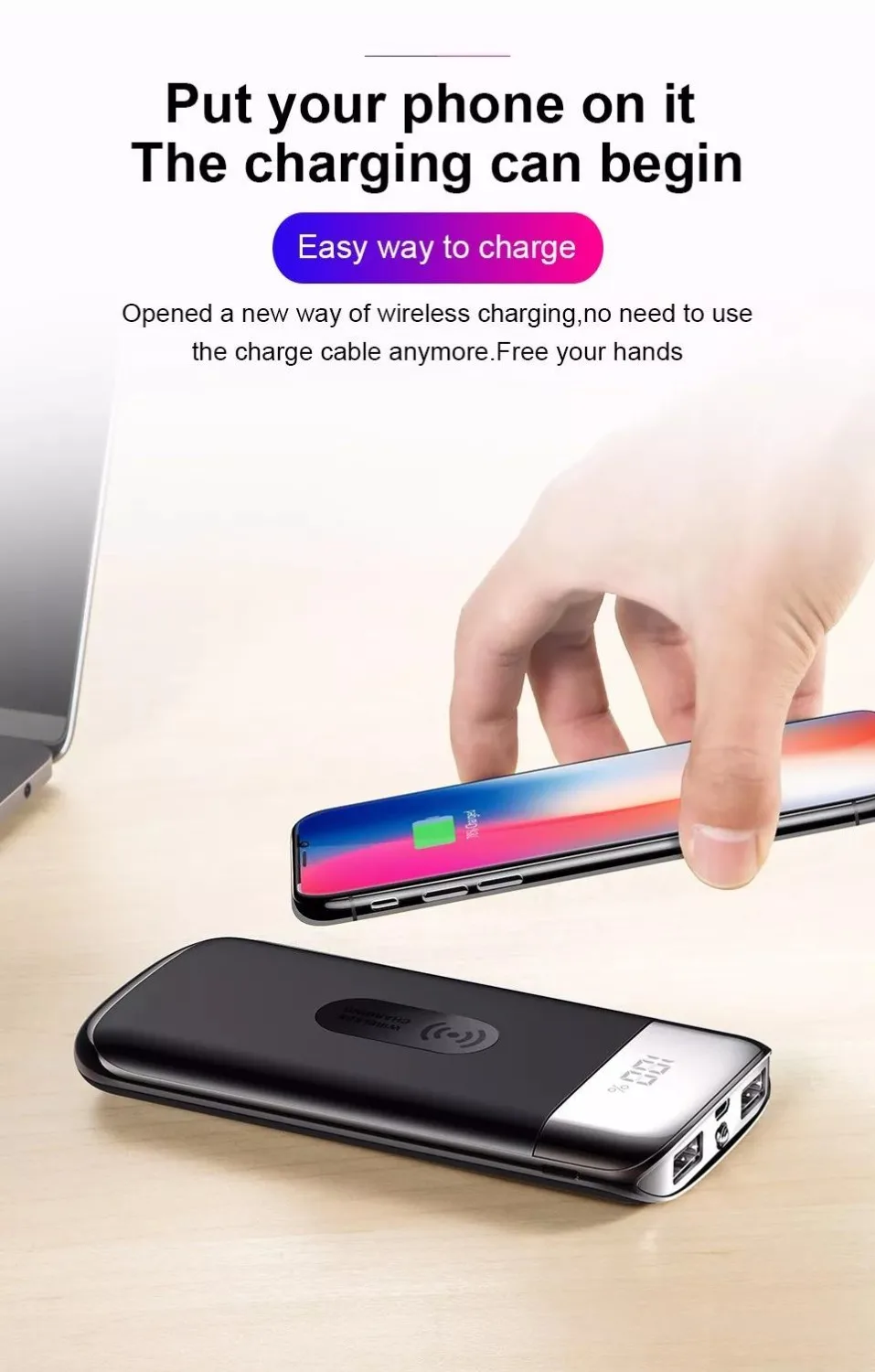 Joyroom 10000mAh wireless charger power bank Portable Polymer battery With LED Power display bateria externa For Mobile Phone Joyroom 10000mAh wireless charger power bank Portable Polymer battery With LED Power display bateria externa For Mobile Phone