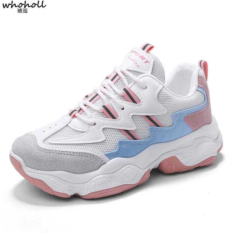 

WHOHOLL Women Platform Shoes Flats Woman 2019 New Designer Breathable Trainers Ladies Zapatillas Mujer Deportiva Buty Damskie