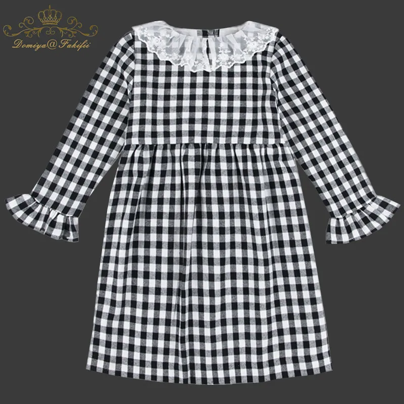 

Baby Girls Plaid Dress Long Sleeve 2018 Spring Autumn Brand Children Princess Lace Collar Christmas Costume for Kids Dresses