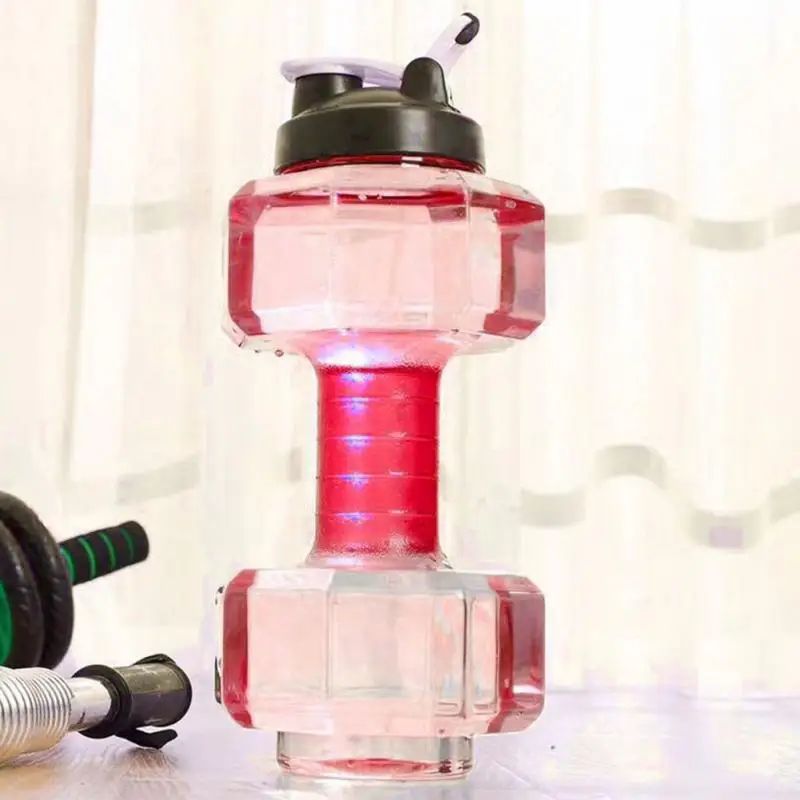 2.2L большая емкость многофункциональная форма гантели бутылка для воды Портативный Спорт Тренажерный зал Фитнес PETG push cap чайник для воды с ручкой