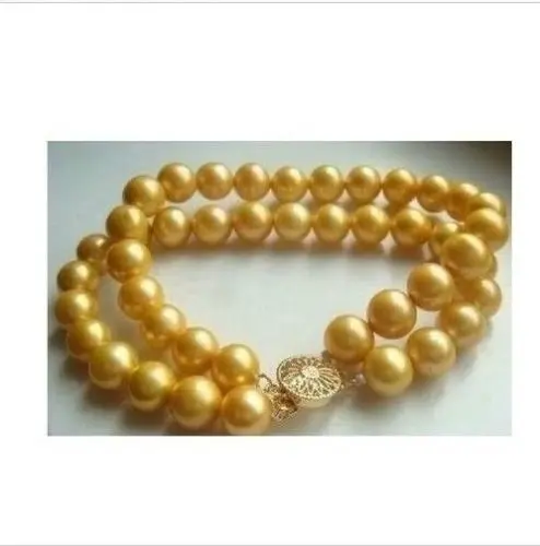 

A HOT 2 ROW 10-11MM AAA++ JAPANESE AKOYA Gold color PEARL BRACELET 7.5
