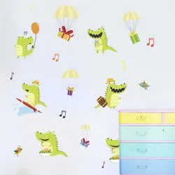 Мультфильм крокодил парашют подарок настенные наклейки для детей детские комнаты детские наклейки Фреска Декор художественное украшение
