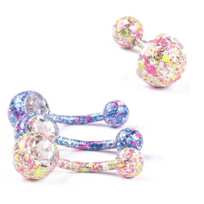 Beauty Rhinestone Belly Bars Jewellery Crystal Button Belly Navel Ring Gift