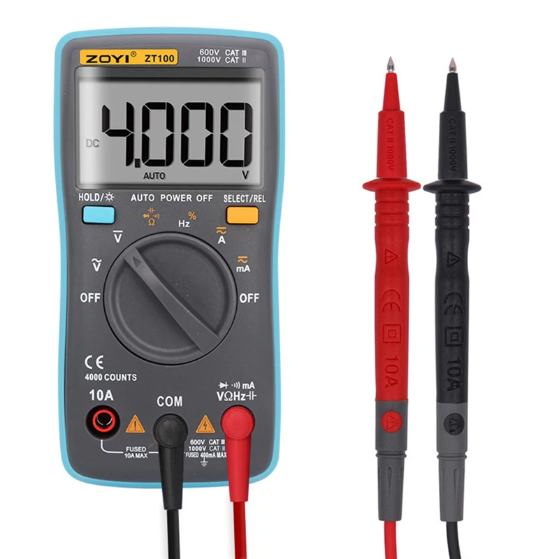 

Digital Multimeter 4000 Count Auto Range DMM AC DC Voltmeter Backlight Screen High Quality Voltage Tester